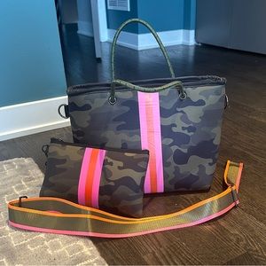 Haute Shore Neoprene Camo Stripe Crossbody Bag & Wristlet